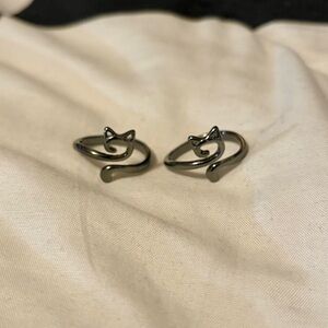 Silver Cat Ear Rings
